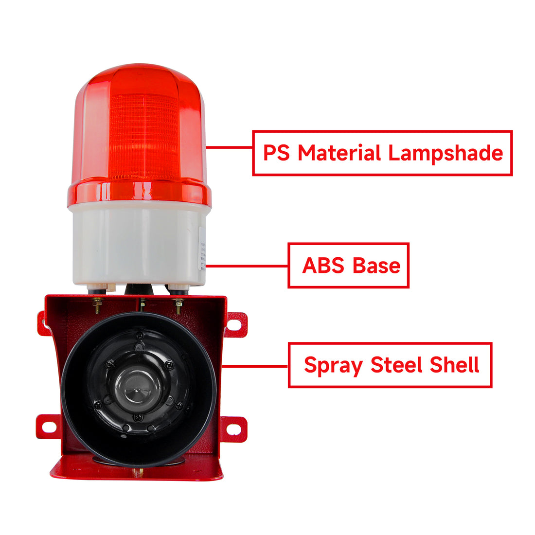 YASONG SLA-BJ02 110dB Power-On Industrial Alarm Siren, 23W, IP65, LED Strobe, AC/DC Voltage Options