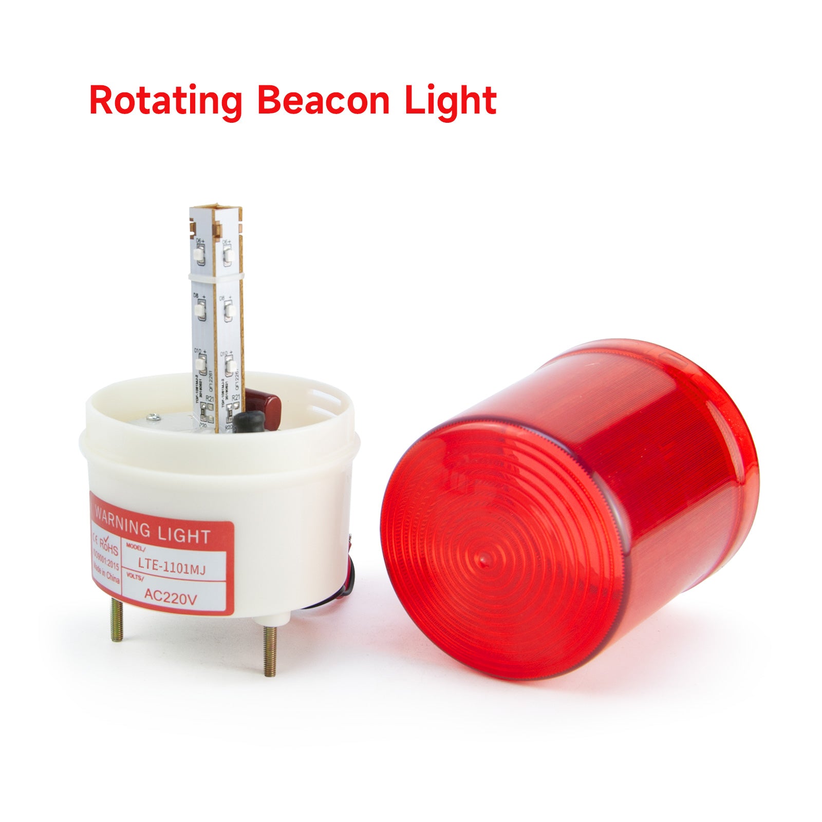 YASONG LTE-1101MJ Revolving LED Beacon Warning Light, 90dB Buzzer, IP44, 3W, Screw Mount