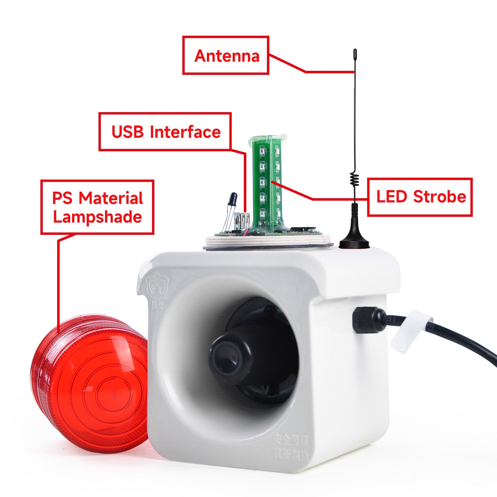 Sirena de alarma inalámbrica con control remoto YASONG (2000m/500m), luz estroboscópica LED de advertencia, bocina de 120dB, potencia de 15W para prevención de pérdidas, almacén, fábrica SLA-800Y