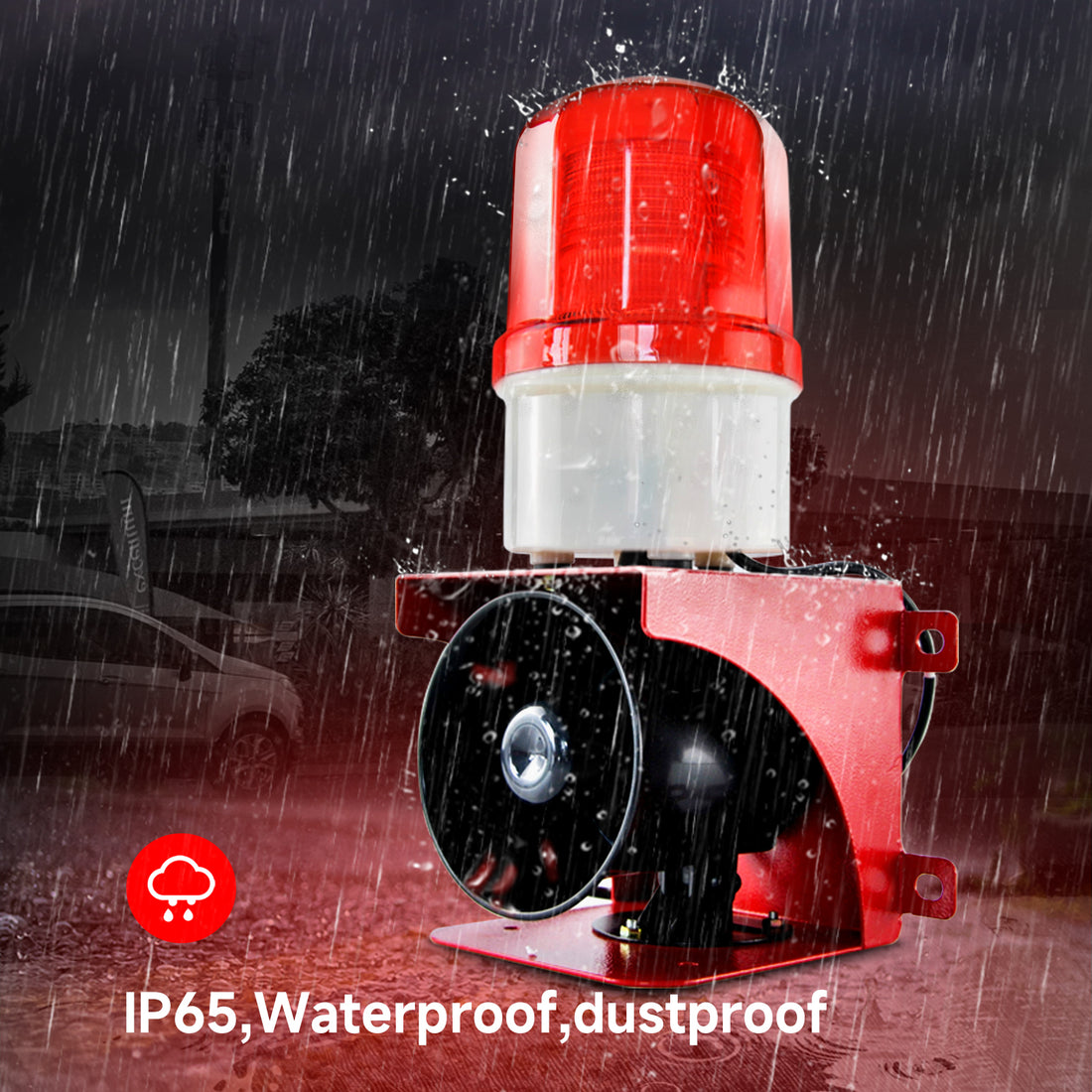 YASONG SLA-BJ02 110dB Power-On Industrial Alarm Siren, 23W, IP65, LED Strobe, AC/DC Voltage Options