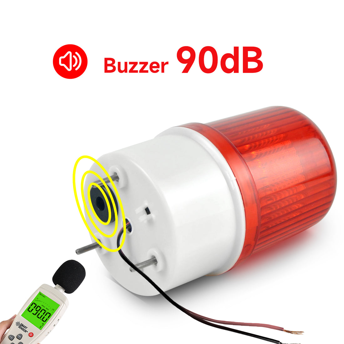 YASONG LTE-5103J LED Strobe Beacon Warning Light, 90dB Buzzer, 3W, IP44, Screw Mount, DC/AC Options
