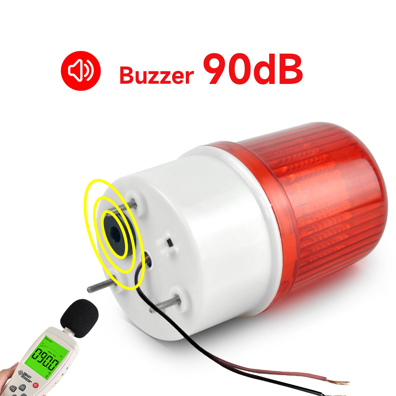 YASONG LTE-5103J LED Strobe Beacon Warning Light, 90dB Buzzer, 3W, IP44, Screw Mount, DC/AC Options