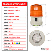 YASONG LTD-5088 Battery Magnetic LED Beacon Light, 17 LEDs, IP44, No Sound/85dB, AA Battery Powered